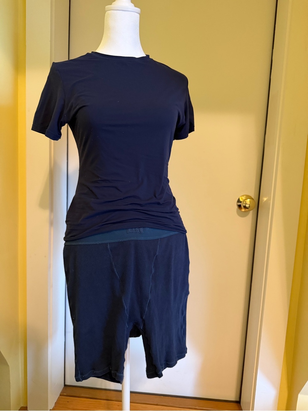 Skims cotton rib boxer and everybody fits tee in Navy blue